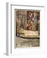 How King Arthur and Queen Guenever Went to See the Barge That Bore the Corpse of Elaine the Fair-Arthur Rackham-Framed Giclee Print