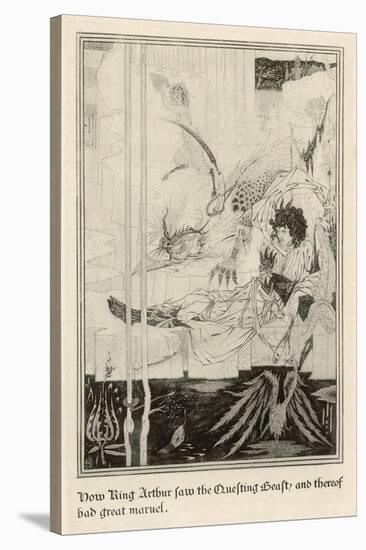 How King Arthur Saw the Questing Beast and Thereof Had Great Marvel-Aubrey Beardsley-Stretched Canvas