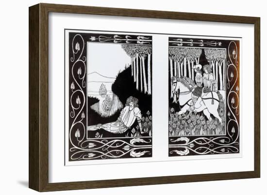 How King Mark and Sir Dinadan Heard Sir Palomides, Illustration from 'Le Morte D'Arthur'-Aubrey Beardsley-Framed Giclee Print