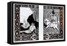 How King Mark and Sir Dinadan Heard Sir Palomides, Illustration from 'Le Morte D'Arthur'-Aubrey Beardsley-Framed Stretched Canvas