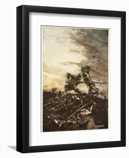 How Mordred Was Slain by Arthur, and How by Him Arthur Was Hurt to the Death-Arthur Rackham-Framed Giclee Print