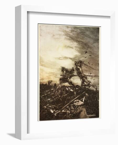 How Mordred Was Slain by Arthur, and How by Him Arthur Was Hurt to the Death-Arthur Rackham-Framed Giclee Print