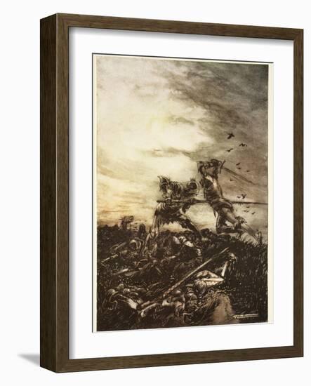 How Mordred Was Slain by Arthur, and How by Him Arthur Was Hurt to the Death-Arthur Rackham-Framed Giclee Print