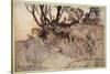 How Now Spirit! Wither Wander You?, Illustration from 'Midsummer Nights Dream'-Arthur Rackham-Stretched Canvas