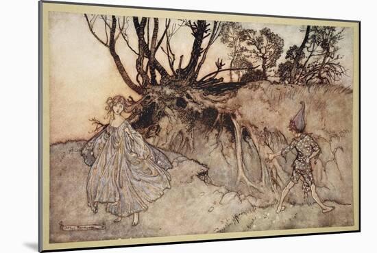 How Now Spirit! Wither Wander You?, Illustration from 'Midsummer Nights Dream'-Arthur Rackham-Mounted Giclee Print