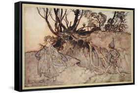 How Now Spirit! Wither Wander You?, Illustration from 'Midsummer Nights Dream'-Arthur Rackham-Framed Stretched Canvas