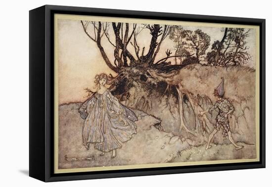 How Now Spirit! Wither Wander You?, Illustration from 'Midsummer Nights Dream'-Arthur Rackham-Framed Stretched Canvas