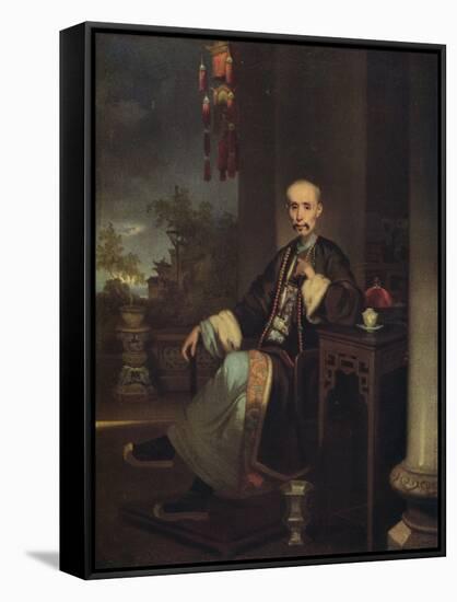 'How Qua, Head of the Hong Merchants in Canton', c1830-George Chinnery-Framed Stretched Canvas