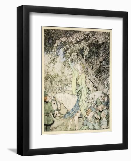 How Queen Guenever Rode A-Maying into the Woods and Fields Beside Westminster-Arthur Rackham-Framed Premium Giclee Print