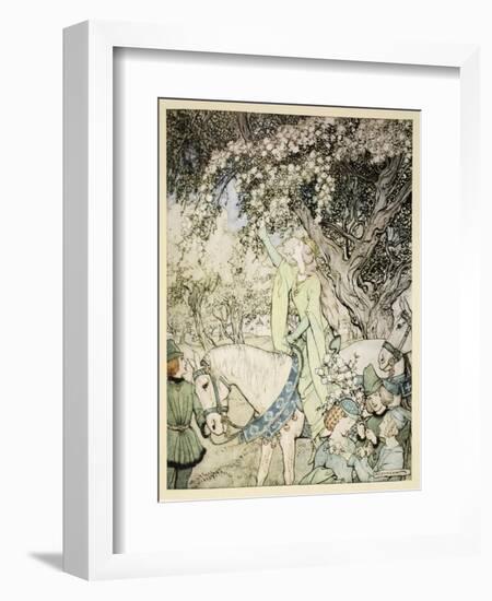 How Queen Guenever Rode A-Maying into the Woods and Fields Beside Westminster-Arthur Rackham-Framed Premium Giclee Print