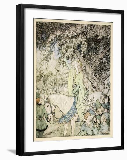 How Queen Guenever Rode A-Maying into the Woods and Fields Beside Westminster-Arthur Rackham-Framed Giclee Print