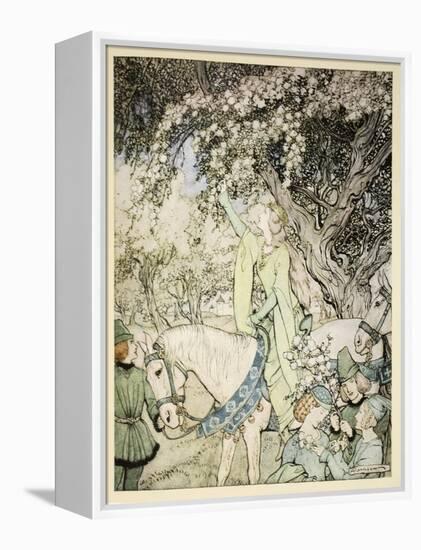 How Queen Guenever Rode A-Maying into the Woods and Fields Beside Westminster-Arthur Rackham-Framed Stretched Canvas