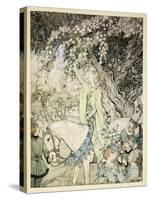 How Queen Guenever Rode A-Maying into the Woods and Fields Beside Westminster-Arthur Rackham-Stretched Canvas