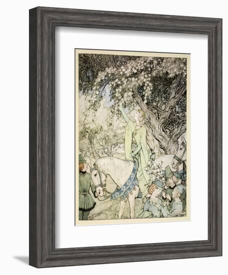 How Queen Guenever Rode A-Maying into the Woods and Fields Beside Westminster-Arthur Rackham-Framed Giclee Print