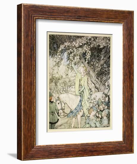 How Queen Guenever Rode A-Maying into the Woods and Fields Beside Westminster-Arthur Rackham-Framed Giclee Print