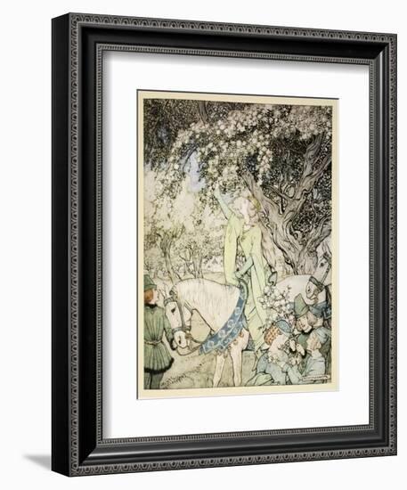 How Queen Guenever Rode A-Maying into the Woods and Fields Beside Westminster-Arthur Rackham-Framed Giclee Print