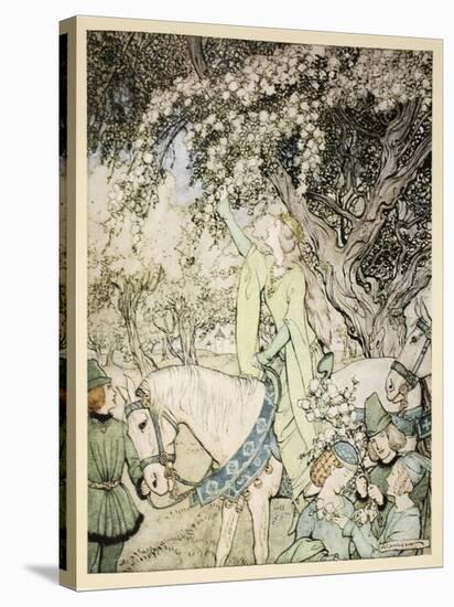 How Queen Guenever Rode A-Maying into the Woods and Fields Beside Westminster-Arthur Rackham-Stretched Canvas