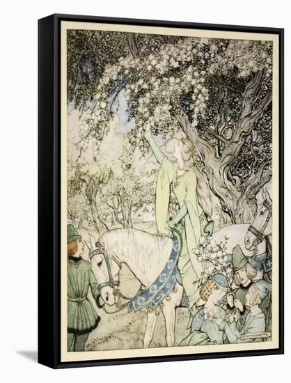 How Queen Guenever Rode A-Maying into the Woods and Fields Beside Westminster-Arthur Rackham-Framed Stretched Canvas