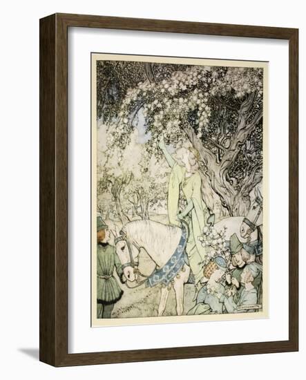 How Queen Guenever Rode A-Maying into the Woods and Fields Beside Westminster-Arthur Rackham-Framed Giclee Print