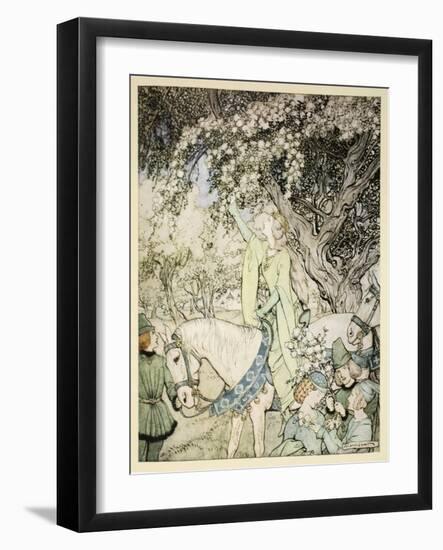 How Queen Guenever Rode A-Maying into the Woods and Fields Beside Westminster-Arthur Rackham-Framed Giclee Print