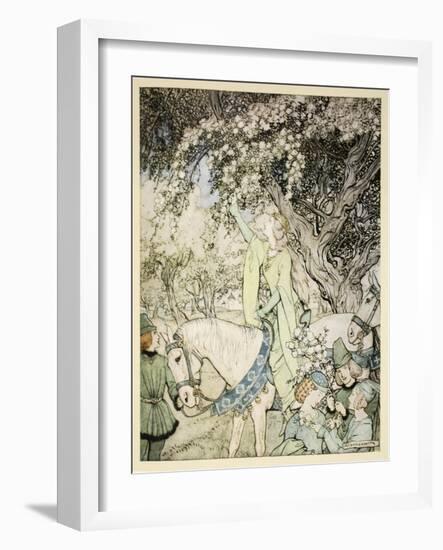 How Queen Guenever Rode A-Maying into the Woods and Fields Beside Westminster-Arthur Rackham-Framed Giclee Print