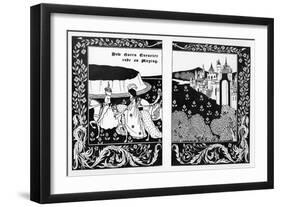 How Queen Guenever Rode on Maying, Illustration from 'Le Morte D'Arthur' by Thomas Malory, 1894-Aubrey Beardsley-Framed Giclee Print