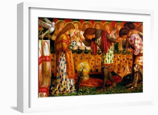 How Sir Galahad, Sir Bors and Sir Percival Were Fed with the Sanc Grael-Dante Gabriel Rossetti-Framed Art Print