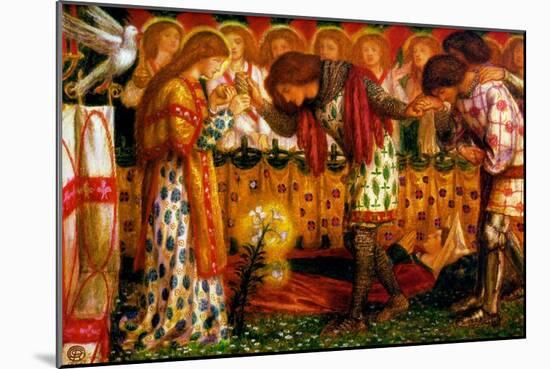 How Sir Galahad, Sir Bors and Sir Percival Were Fed with the Sanc Grael-Dante Gabriel Rossetti-Mounted Art Print