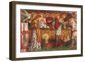 How Sir Galahad, Sir Bors & Sir Percival Were Fed with Sanct Grael; But Sir Percival's Sister Died-Dante Gabriel Rossetti-Framed Giclee Print