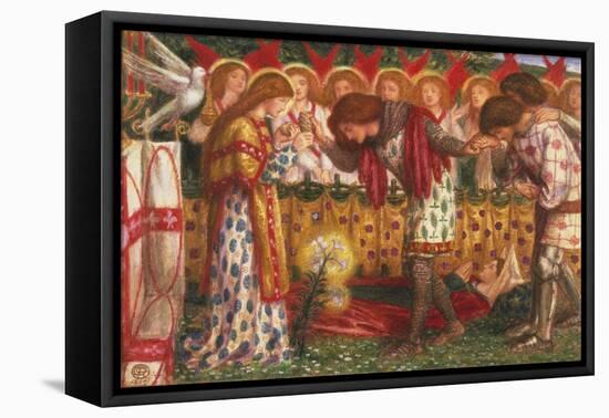 How Sir Galahad, Sir Bors & Sir Percival Were Fed with Sanct Grael; But Sir Percival's Sister Died-Dante Gabriel Rossetti-Framed Stretched Canvas