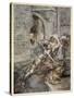 How Sir Lancelot Faught with a Friendly Dragon-Arthur Rackham-Stretched Canvas