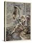 How Sir Lancelot Faught with a Friendly Dragon-Arthur Rackham-Stretched Canvas