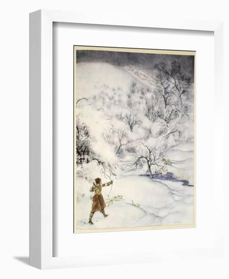 How Sir Launcelot Was Shot by a Gentlewoman Hunting-Arthur Rackham-Framed Giclee Print