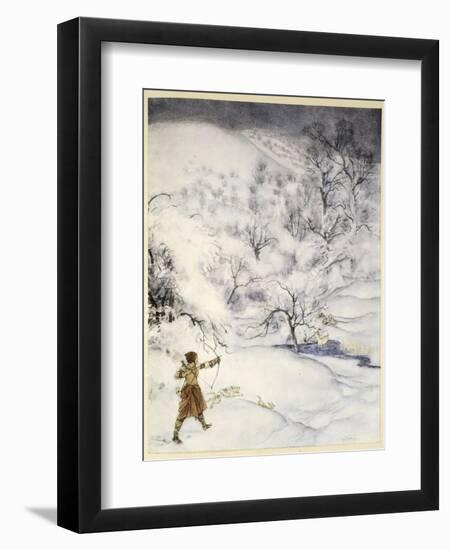 How Sir Launcelot Was Shot by a Gentlewoman Hunting-Arthur Rackham-Framed Premium Giclee Print