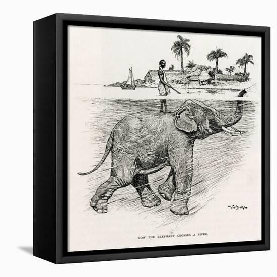 How the Elephant Crosses a River-W.H. Drake-Framed Stretched Canvas