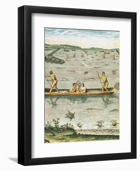 How the Indians Catch Their Fish, from "Admiranda Narratio..."-John White-Framed Giclee Print