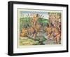 How the Indians Collect Gold from the Streams, from 'Brevis Narratio..'-Jacques Le Moyne-Framed Giclee Print