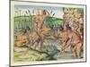 How the Indians Collect Gold from the Streams, from 'Brevis Narratio..'-Jacques Le Moyne-Mounted Giclee Print