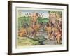 How the Indians Collect Gold from the Streams, from 'Brevis Narratio..'-Jacques Le Moyne-Framed Giclee Print