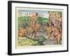 How the Indians Collect Gold from the Streams, from 'Brevis Narratio..'-Jacques Le Moyne-Framed Giclee Print