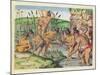 How the Indians Collect Gold from the Streams, from 'Brevis Narratio..'-Jacques Le Moyne-Mounted Giclee Print