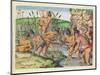 How the Indians Collect Gold from the Streams, from 'Brevis Narratio..'-Jacques Le Moyne-Mounted Giclee Print