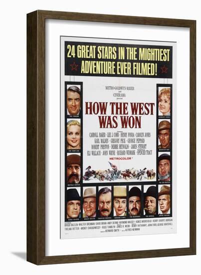 How the West Was Won, 1962, by George Marshall, John Ford, Richard Thorpe, Henry Hathaway-null-Framed Giclee Print