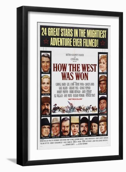 How the West Was Won, 1962, by George Marshall, John Ford, Richard Thorpe, Henry Hathaway-null-Framed Giclee Print