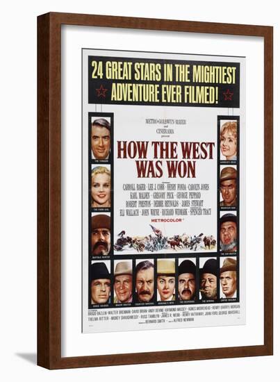 How the West Was Won, 1962, by George Marshall, John Ford, Richard Thorpe, Henry Hathaway-null-Framed Giclee Print