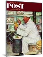 "How to Diet" Saturday Evening Post Cover, January 3,1953-Norman Rockwell-Mounted Premium Giclee Print