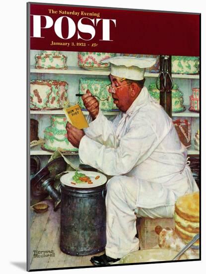 "How to Diet" Saturday Evening Post Cover, January 3,1953-Norman Rockwell-Mounted Premium Giclee Print