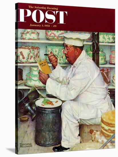 "How to Diet" Saturday Evening Post Cover, January 3,1953-Norman Rockwell-Stretched Canvas