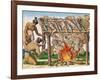 How to Grill Animals, from "Brevis Narratio...", Published by Theodore de Bry, 1591-Theodor de Bry-Framed Giclee Print