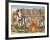 How to Grill Animals, from "Brevis Narratio...", Published by Theodore de Bry, 1591-Theodor de Bry-Framed Giclee Print